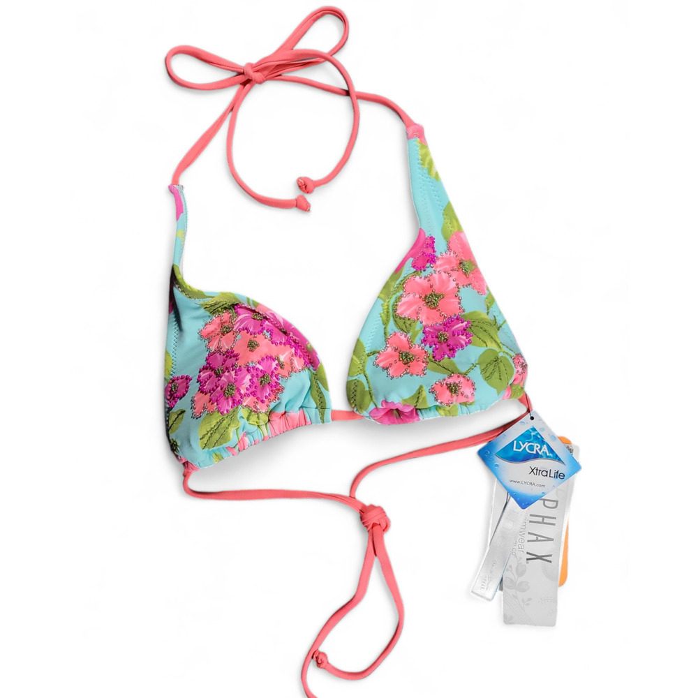 NWT PHAX Maria Bonita Divine Embellished Beaded Triangle Bikini Top Size M